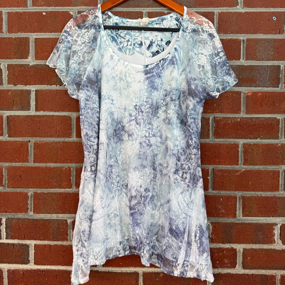 Brittany Black Asymmetrical Blue and Gray T-Shirt